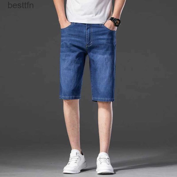 Jeans para hombres 2023 Marca de verano Hombres Estiramiento Calidad delgada Denim Short Men Blue Black Jeans Shorts 42 44 Plus SizeL231208
