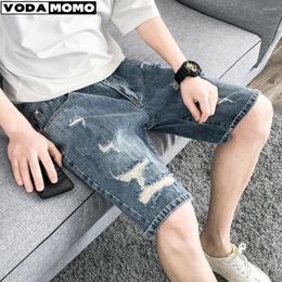 Pantalones vaqueros para hombre 2023, pantalones cortos de mezclilla de verano, pantalones Capri para hombre, pantalones cortos recortados de vaquero holgados, ropa vaquera informal para hombre