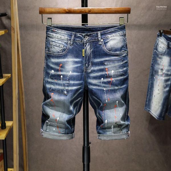 Jeans pour hommes 2023 été Denim Shorts hommes hommes peinture impression Harem hommes survêtement cheville vague élasticité pantalon approprié Naom22