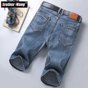 Jeans voor heren 2023 zomer nieuwe heren slim fit korte jeans mode katoen stretch vintage denim shorts grijs blauwe korte broek merk kledingL231208