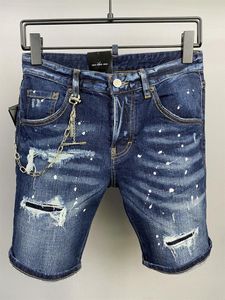 Jeans pour hommes 2023 été fête plage court italie hommes Shorts hommes Denim pantalon bouton mince bleu trou 2 pour 513