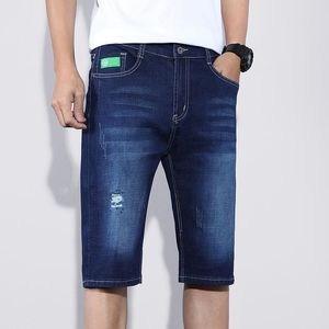Heren jeans 2023 zomer gescheurde denim shorts business klassieke mode casual stretch rechte poot mannelijke high-end merk broek