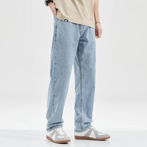 Jeans pour hommes 2023 été Streetwear Baggy hommes mode coréenne lâche droite large jambe pantalon mâle marque vêtements noir bleu clair
