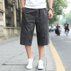 Jeans pour hommes 2023 Été Mince Grande Taille Salopette Tendance Coton Multi Poche Pantalon Plus Gros Capris
