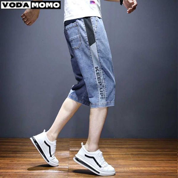 Jeans pour hommes 2023 Summer Wide Leg Hip-Hop Jeans Shorts Skateboard Baggy Hommes Capri Denim Pantalons Pantnes Cortos hommes vêtements L231208