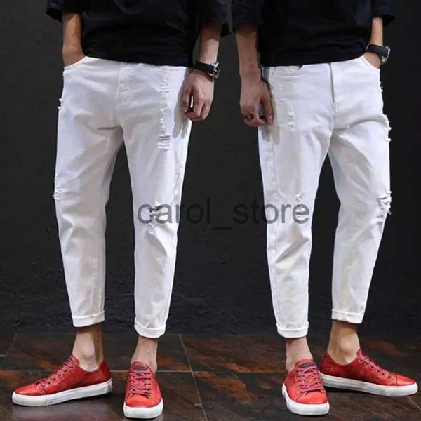 Jeans para hombres 2023 Jeans blancos Hombres Ripped Harem Denim Pantalones desgastados Primavera Verano Hombre Tallas grandes 38 40 42 Niños Pantalones de vaquero J230806