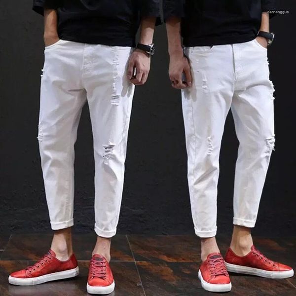 Pantalones vaqueros para hombre 2023, pantalones vaqueros blancos rasgados para hombre, pantalones desgastados de mezclilla para primavera y verano para hombre de talla grande 38 40 42, pantalones vaqueros para niños