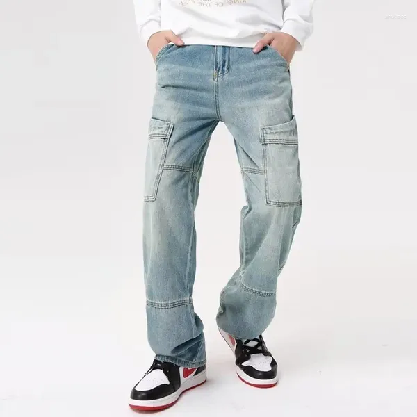 Jeans pour hommes 2023 Y2K Mode Poches latérales Kpop Baggy Pantalon Hommes Vêtements Droite Coréenne Casual Élégant Denim Pantalon Ropa Hombre