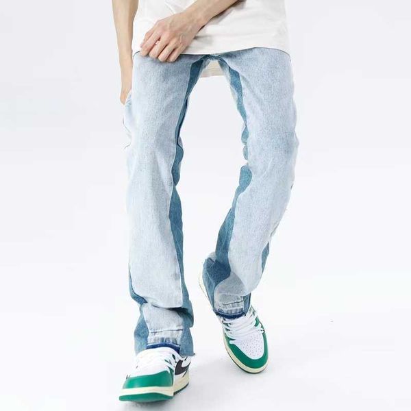 Jeans pour hommes 2023 Y2K Fashion Washed Blue Baggy New Jeans Pantalons pour hommes Vêtements coréens Straight Patchwork Hip Hop Denim Pantalons Ropa Hombre Z0508