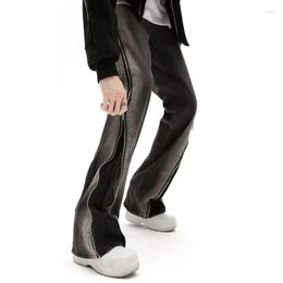 Jeans pour hommes 2023 Y2K Streetwear Baggy Flare Hommes Pantalon Split Zipper Droit Vintage Lavé Noir Hip Hop Denim Pantalon