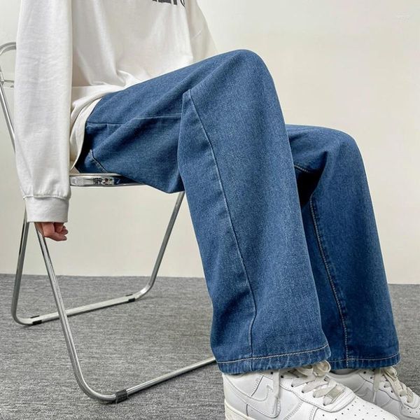 Jeans para hombres 2023 Y2K Streetwear Baggy Hombres Moda coreana suelta Pantalones de pierna ancha rectos Ropa de marca masculina Negro Azul claro