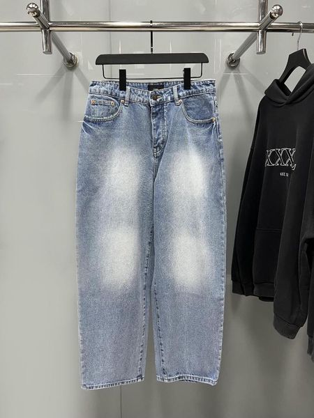 Jeans masculin 2023SS Luxury 1: 1 Femmes Hommes Hommes Denim Straitement Harajuku Streetwear Hip Hop Vintage Fit Fit Pantal