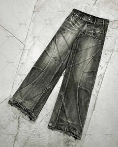 Men's Jeans 2023Y2K Américain Gothique Punk Taille Haute Noir Jeans Hommes Rétro Rue Hip Hop Harajuku Lâche Droite Jambe Large Jeans Femme'syolq