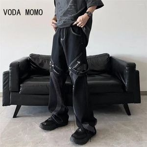 Jeans masculin 2024 streetwear d'automne Band Men de coréen Fashion lâche pantalon de la jambe larges de la jambe masculine
