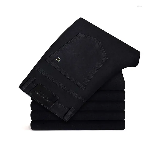 Men's's Jeans 2024 Brand Black Business Fashion Style classique Elastic Elastic Fit Pantoure