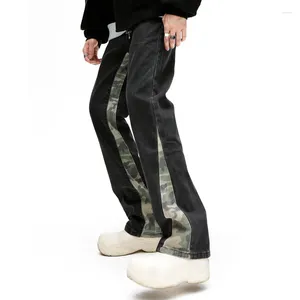 Jeans pour hommes 2024 Camouflage Patchworks Y2K Baggy Flare Hommes Denim Vêtements Jambe Droite Pantalons Longs Pantalones