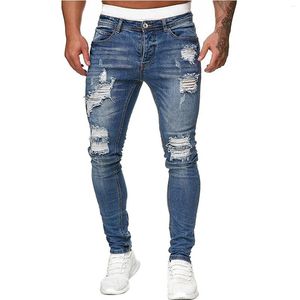 Jeans pour hommes 2024 Casual Stretch Fashion Personnalité Trous déchirés Slim Petits pieds Moto Magasin officiel