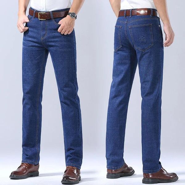 Jeans para hombres 2024 Estilo clásico Hombres Marca Negocios Casual Estiramiento Regular Fit Pantalones de mezclilla Masculino Luz Azul Negro Calidad Pantalones de algodón