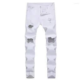 Jeans masculin 2024 mode High Street Style Bread Broken Trou Small Foot Slim Fit Micro Elastic Denim Pantalon