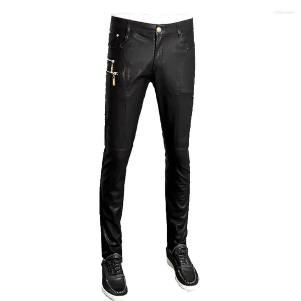 Jeans pour hommes 2024 Mode Hommes Pantalons en cuir Pu Pantalon Pantalon droit Homme 29-38 AYG88
