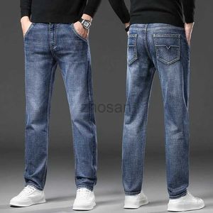 Jeans masculinos 2024 Fashion Mens Stretch Business Men Leg Straight Classic Casual Denim Long Pants Fit Simple Man pantalones D240417