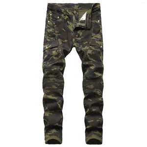 Jeans pour hommes 2024 Mode Militaire Camouflage Pantalon Mâle Slim Hip Hop Armée Vert Poche Cargo Droit Denim Pantalon Streetwear