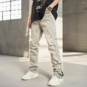 Heren jeans 2024 Koreaanse mode casual enkellengte klassieke man rechte denim brede pijpen licht blauw grijs zwart 3xl