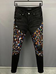 Jeans pour hommes 2024 Lâche Droite Hommes Mode Ripped Hole Streetwear Longueur cheville Plus Taille Denim Pantalon 84207