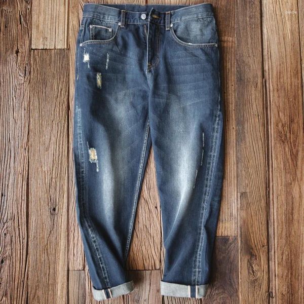 Jeans pour hommes 2024 Maden Man Pantalons Hommes Pantalons Cowboy Baggy Casual Oversize Coton Ripped Style Marque Classique