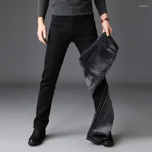 Jeans masculin 2024 masculine mode hiver noir couleur slim ajustement extensible pantalon en velours épais