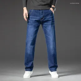 Jeans pour hommes 2024 Hommes Printemps Automne Élastique Quatre Saisons Garçons Lavé Tube Droit Lâche Casual Pantalon Long Plus Taille