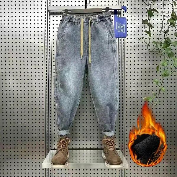 Jeans para hombres 2024 Hombres Primavera Otoño Moda suelta Alta cintura Casual Baggy Harem Pantalones Masculino Cordón Denim Pantalones F643