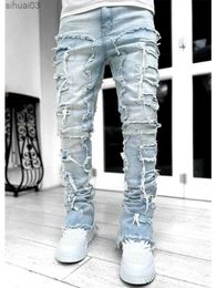 Jeans masculin 2024 MENS CRÉATIVE TASSEL DÉCORATIF DIRECT MATCHING Jeans décontracté Street Street Style Jeansl2403