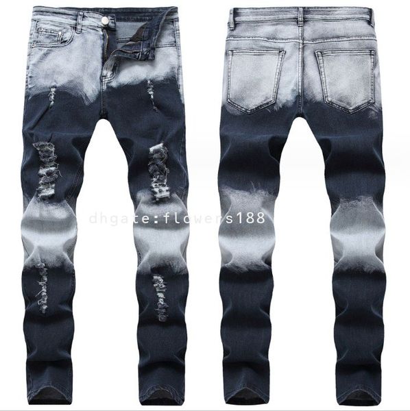 Jeans masculin 2024 New Ripped Jeans Ripped Men's European and American Forest Trade Stret Slim Fit Jeans Men's Jeans Men Taille 44 Jeans Men Skinny Jeans Men Slim