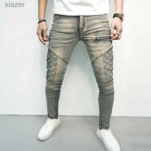 Jeans masculin 2024 Nouveau pantalon denim d'été pour hommes jeans élastiques polyvalents à la mode et beau pantalon décontracté décoratif wx