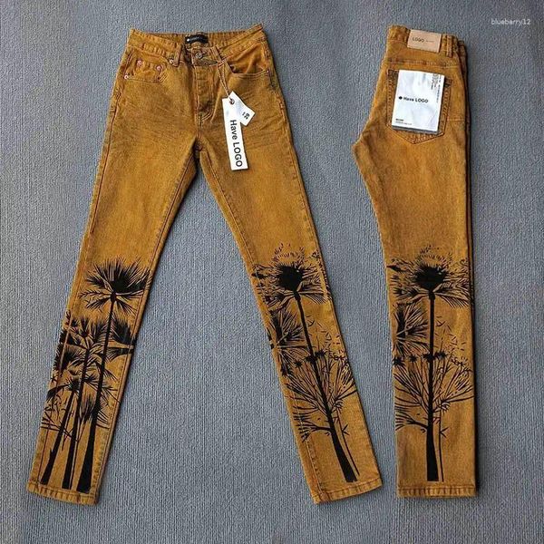 Jeans para hombres 2024 Diseñador de marca púrpura Vintage lavado para hombre marea peplum pantalones hip hop pantalones de mezclilla