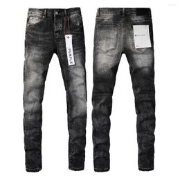 Jeans para hombres 2024 Púrpura para hombres Marca Parcheado Blanco Slim Streetwear Lavado Destruido Agujero Denim Pantalones largos