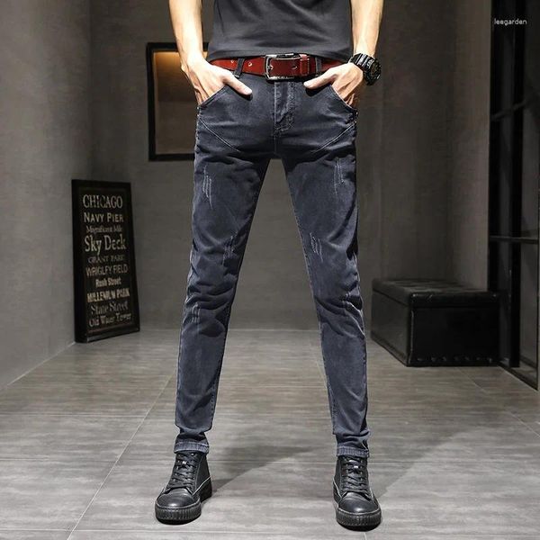 Jeans para hombres 2024 Primavera y otoño Tendencia de moda Elástico Piernas pequeñas Casual Slim Cómodo Transpirable de alta calidad 28-36