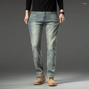 Jeans pour hommes 2024 printemps et automne taille mi-haute tube droit hommes pantalons de marque mince
