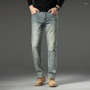 Heren jeans 2024 lente en herfst mid-high taille rechte tube tube heren slanke merkbroek