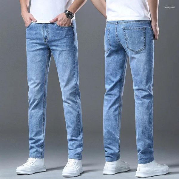 Jeans para hombres 2024 Estilo clásico de primavera Alta calidad Fit regular de moda Moda de moda avanzada pantalones de marca masculina pantalones