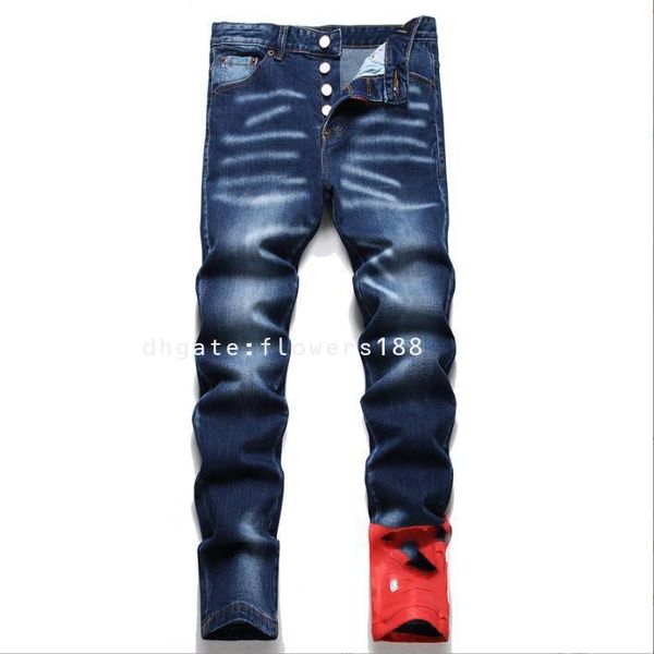 Deuxième carré Red 2024 Spring Foreign Trade Men's Jeans Polied White Cat Cat Whiskers Terre Mid-Rise Pantalon Men's Pant's Bottom Jeans Femmes Plus de tailles