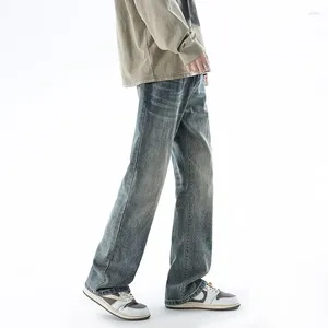 Jeans masculin 2024 Spring Hong Kong Wind Sun Series Retro Ground White Wide jambe décontractée
