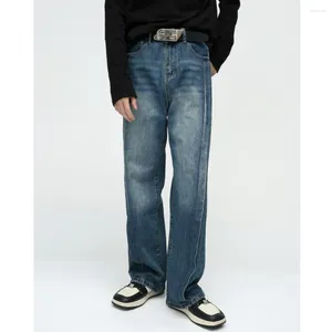 Jeans masculin 2024 Spring Korean High Street Personaling Splicing Disige Straight Fashion Niche Cotton Coton Cotton Cotton