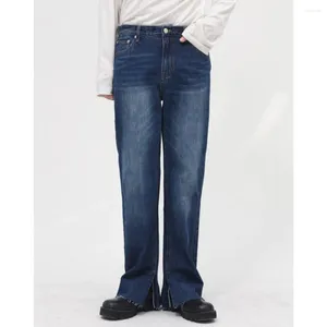 Jeans masculin 2024 Spring Korean Personnalité Les pantalons se divisent de manière droite lavage de couleurs solides Coton Cotton Casual