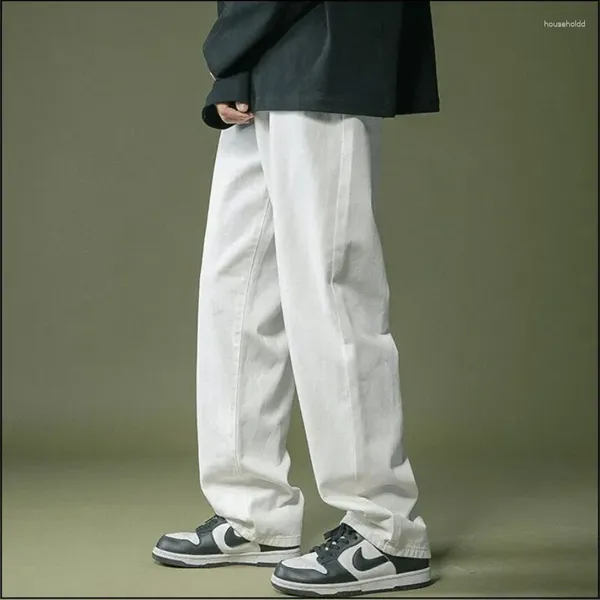 Jeans para hombres 2024 Ropa de calle de primavera Baggy para hombres Moda coreana Pantalones de pierna ancha rectos sueltos para hombre Pantalones de mezclilla blancos y negros