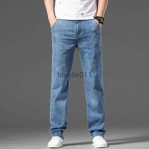 Jeans pour hommes 2024 printemps été classique poche hommes coupe droite mince jean ample coton taille moyenne affaires décontracté pantalon léger L231220