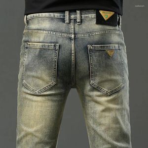 Jeans masculins 2024 printemps / été élastique confortable confortable ours ours décaloux décontracté slim fit pantalon de jambe droite polyvalente