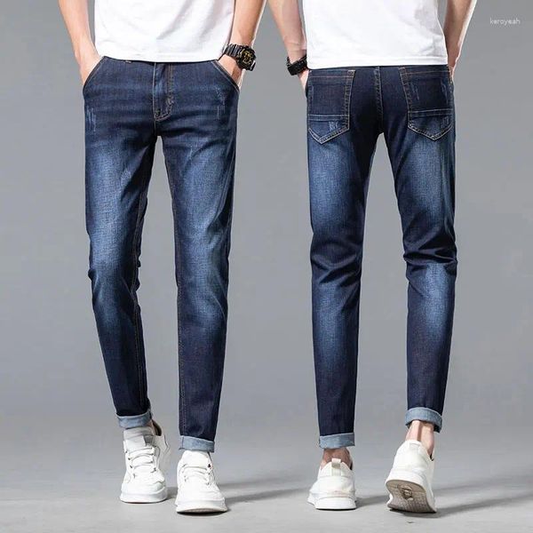 Jeans para hombres 2024 Primavera Verano Diseñador de moda Pantalones elásticos coreanos Pantalones de mezclilla delgados clásicos masculinos Lápiz