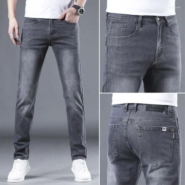 Jeans pour hommes 2024 Printemps / Été Hommes Style européen et américain à la mode Confortable Respirant Slim Fit Pantalon élastique droit